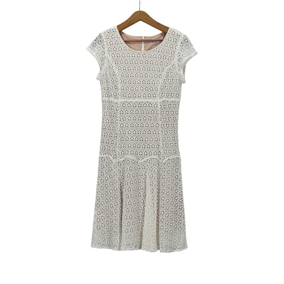 Nanette Lenore eyelet Crochet Short Sleeve White Lace Dress - Picture 1 of 11